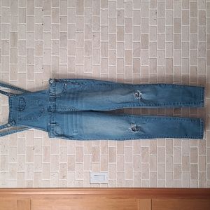 I & M Jeans Women's Blue Denim High Rise  Bib Overalls (Size L)